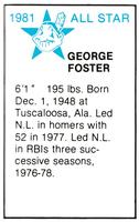 1981 All-Star Game Program Inserts #NNO George Foster Back