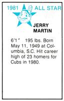 1981 All-Star Game Program Inserts #NNO Jerry Martin Back