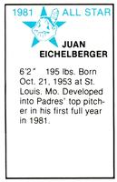 1981 All-Star Game Program Inserts #NNO Juan Eichelberger Back