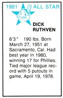 1981 All-Star Game Program Inserts #NNO Dick Ruthven Back