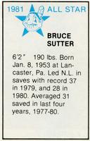 1981 All-Star Game Program Inserts #NNO Bruce Sutter Back