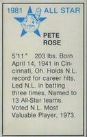 1981 All-Star Game Program Inserts #NNO Pete Rose Back