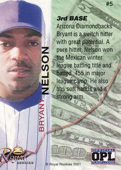 2001 Royal Rookies Futures #5 Bryant Nelson Back