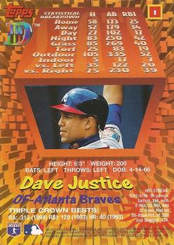 1995 Topps DIII #1 David Justice Back