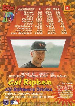 1995 Topps DIII #2 Cal Ripken Jr. Back