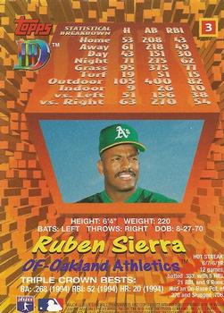 1995 Topps DIII #3 Ruben Sierra Back