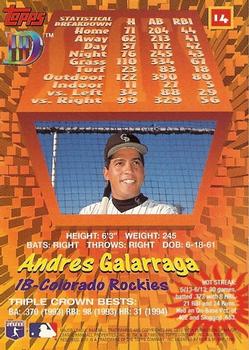 1995 Topps DIII #14 Andres Galarraga Back