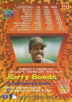 1995 Topps DIII #24 Barry Bonds Back