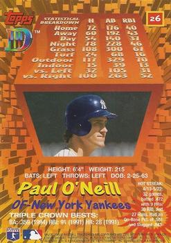 1995 Topps DIII #26 Paul O'Neill Back