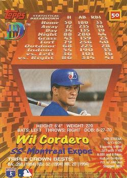1995 Topps DIII #50 Wil Cordero Back