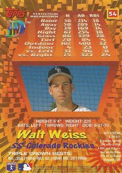 1995 Topps DIII #54 Walt Weiss Back