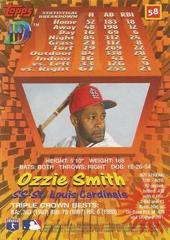 1995 Topps DIII #58 Ozzie Smith Back