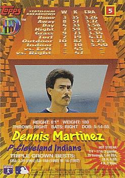 1995 Topps DIII #5 Dennis Martinez Back