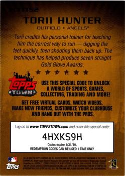 2009 Topps Updates & Highlights - Ticket to ToppsTown Gold #FCTTT52 Torii Hunter Back