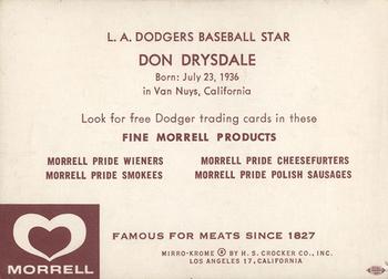 1959 Morrell Meats #NNO Don Drysdale Back