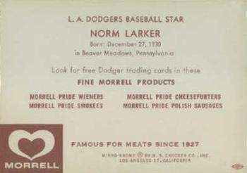 1959 Morrell Meats #NNO Norm Larker Back