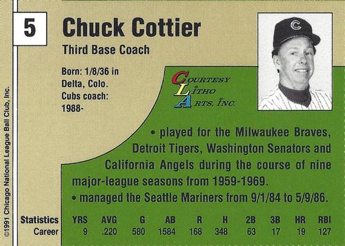1991 Vine Line Chicago Cubs #NNO Chuck Cottier Back