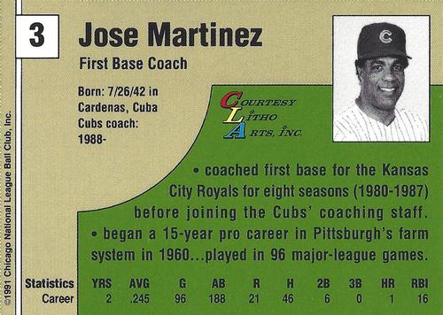 1991 Vine Line Chicago Cubs #NNO Jose Martinez Back
