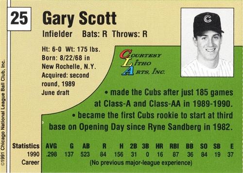 1991 Vine Line Chicago Cubs #NNO Gary Scott Back