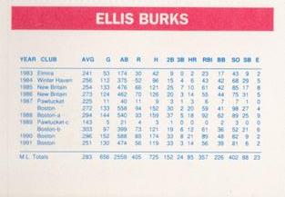 1992 Dunkin' Donuts Boston Red Sox #NNO Ellis Burks Back