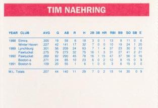 1992 Dunkin' Donuts Boston Red Sox #NNO Tim Naehring Back