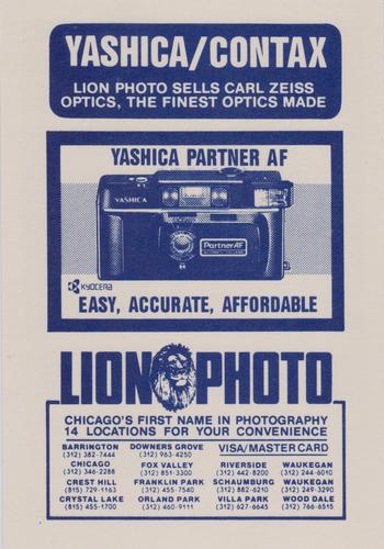 1985 Lion Photo Chicago Cubs #NNO Ryne Sandberg Back