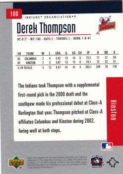 2002 Upper Deck Minor League #100 Derek Thompson Back