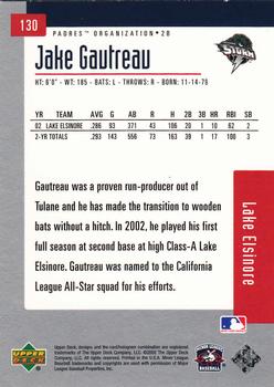 2002 Upper Deck Minor League #130 Jake Gautreau Back