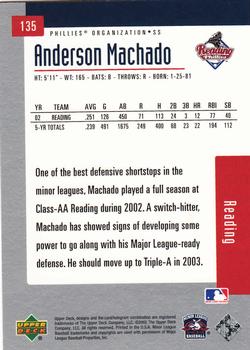 2002 Upper Deck Minor League #135 Anderson Machado Back