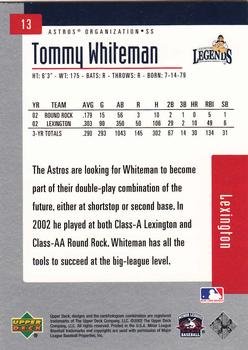 2002 Upper Deck Minor League #13 Tommy Whiteman Back