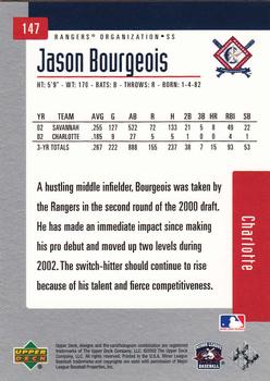 2002 Upper Deck Minor League #147 Jason Bourgeois Back