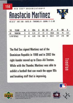 2002 Upper Deck Minor League #156 Anastacio Martinez Back