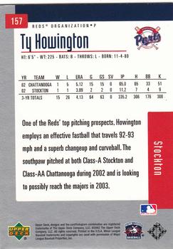 2002 Upper Deck Minor League #157 Ty Howington Back