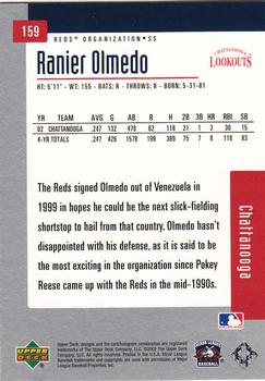 2002 Upper Deck Minor League #159 Rainer Olmedo Back