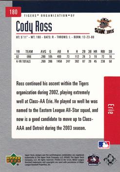 2002 Upper Deck Minor League #180 Cody Ross Back