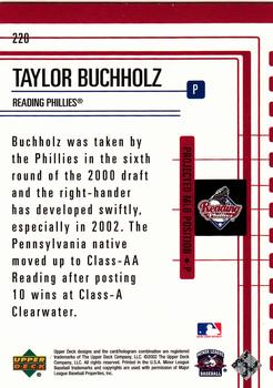 2002 Upper Deck Minor League #220 Taylor Buchholz Back