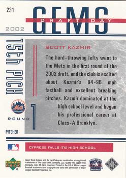 2002 Upper Deck Minor League #231 Scott Kazmir Back