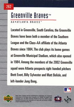 2002 Upper Deck Minor League #262 Greenville Braves Back