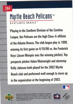 2002 Upper Deck Minor League #264 Myrtle Beach Pelicans Back