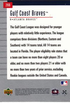 2002 Upper Deck Minor League #266 Gulf Coast Braves Back