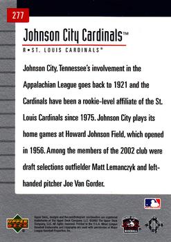 2002 Upper Deck Minor League #277 Johnson City Cardinals Back
