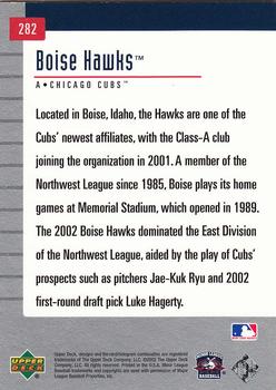 2002 Upper Deck Minor League #282 Boise Hawks Back