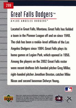 2002 Upper Deck Minor League #299 Great Falls Dodgers Back