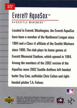 2002 Upper Deck Minor League #322 Everett AquaSox Back