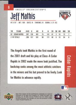 2002 Upper Deck Minor League #6 Jeff Mathis Back