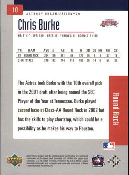 2002 Upper Deck Minor League #10 Chris Burke Back