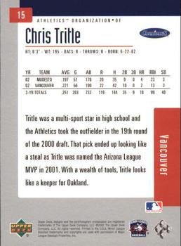 2002 Upper Deck Minor League #15 Chris Tritle Back