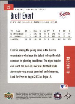 2002 Upper Deck Minor League #26 Brett Evert Back