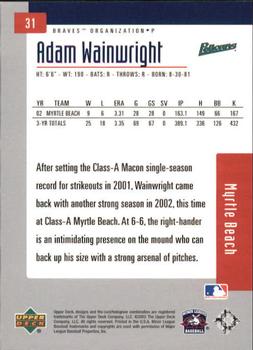 2002 Upper Deck Minor League #31 Adam Wainwright Back