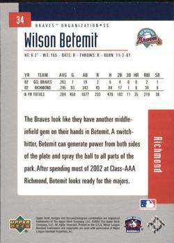 2002 Upper Deck Minor League #34 Wilson Betemit Back